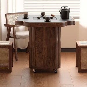 Mesa de Té Moderna de Madera Maciza con Forma de Trébol de Cuatro Hojas, 68x68 cm, con Almacenamiento, para Sala de Estar u Oficina - Product Image 2