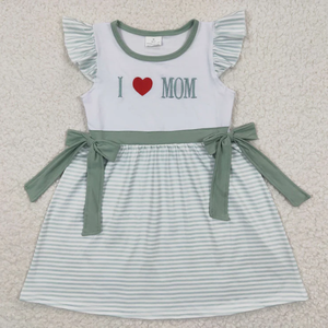 Wholesale Toddler Baby Girl Boy Fathers Day Outfit I Love Mom Embroidery Stripe <b>Shorts</b> 2pcs Set Dress <b>Romper</b> Summer Clothes - Product Image 4