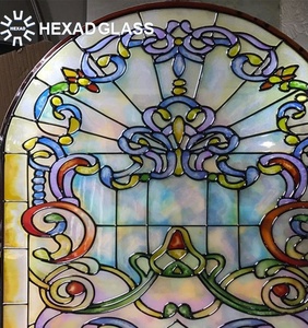 Fenêtre d'église en <span class=keywords><strong>verre</strong></span> teinté creux isolant trempé laminé Leadlight fenêtres en mosaïque d'entrée colorées pour la décoration - Product Image 1