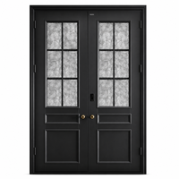 Porte d'entrée double en verre avec cadre en alliage d'aluminium noir de conception moderne Yuyou pour hôtel et villa
