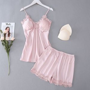 Conjunto de Pijama de Dos Piezas de Seda Artificial, Sexy y Cómodo, con Encaje, para <span class=keywords><strong>el</strong></span> Hogar - Product Image 2