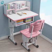 Nouveau Bureau d'Apprentissage Ergonomique pour Enfants avec Bibliothèque, Meuble de Maison, Ensemble Table et Chaise d'Étude à Hauteur Réglable pour Enfant