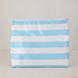Bolsa de Maquillaje de PVC Brillante Impermeable con Rayas, Ligera y Reutilizable para Mujer, Venta al Por Mayor - Product Image 3