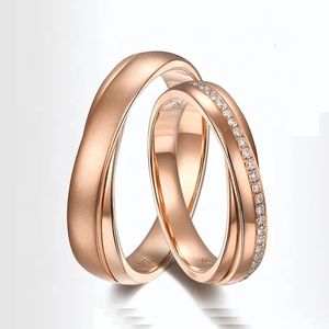 Xinfly 18k Solid Rose <b>Gold</b> His and Hers Wedding Bands Engagement <b>Rings</b> <b>Sets</b> - Product Image 1