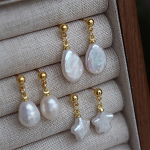 Nouvelles Boucles <span class=keywords><strong>d</strong></span>'Oreilles Pendante pour Femme en Perle <span class=keywords><strong>d</strong></span>'Eau Douce Blanche Haute Luminosité, Design Simple et Élégant, Motif Petite Étoile Goutte <span class=keywords><strong>d</strong></span>'Eau - Product Image 2