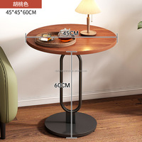 Table basse moderne de luxe avec panneau en bois et cadre métallique, petite table d'appoint durable avec rangement pour canapé, meuble de salon