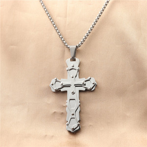 Men's Stainless Steel <b>Cross</b> Pendant Necklace Geometric Design Punk Style Gift 12082 - Product Image 1