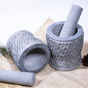 Stone Mortar And Pestle Hand Carved Garlic Pounder Herb Grinder Manual Kitchen Tool Durable Shandong Made - Product Image 1