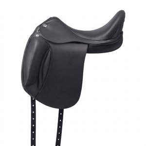 Silla de montar de cuero premium para doma inglesa con asiento profundo, rodilleras acolchadas, armazón de plástico, cómoda para montar, entrenar y competir. - Product Image 1