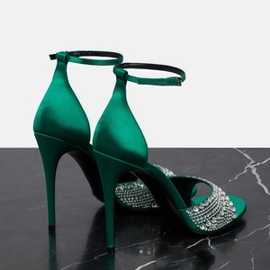 Zapatos de Tacón Alto de Diseño de Lujo Personalizados para Mujer, con Punta Abierta, Pedrería y Correa en el Tobillo, para Primavera, Verano y Otoño, Resistentes al Desgaste - Product Image 4
