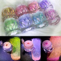 Pigment Caméléon Nouveau Nail Art Aurora MACA Mica Poudre de Paillettes Néon Iridescente Polarisée Décorations 0.8g Vente en Gros Usine