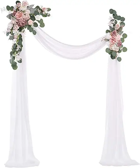 Grosir Dusty Rose & Blush lengkungan pengaturan bunga dengan tirai kit cocok untuk 8ft x 10ft upacara pernikahan Arbor dekorasi