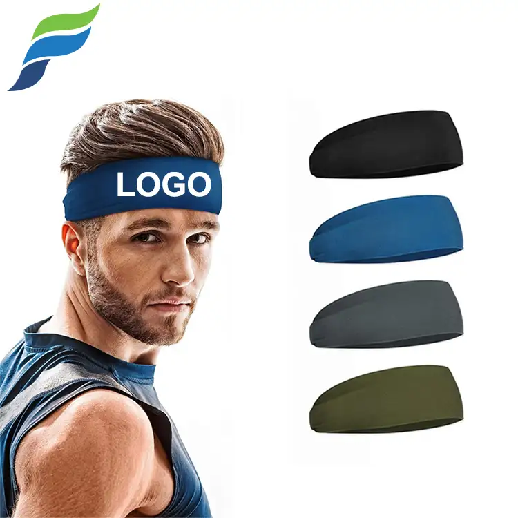 Headbands Polyester Stylish Basketball Wide Sweat Athletic Head Bands Custom Logo Cloth Sweatband Sport Headbands For Men Vendors