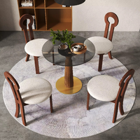 Table de salle à manger ronde moderne en verre Runwood Voxhome pour restaurant, table de petit-déjeuner, bistro, café et chaises (2-4 places)