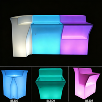 Meja Bar LED Modular dengan Bagian Depan Bergelombang, Ember Es Terintegrasi, Kontrol Jarak Jauh, Pengubah Warna, Dapat Diisi Ulang untuk Acara Hotel dan Klub