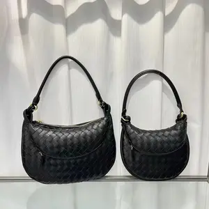 2023 Fashion Designer Large Leather Woven Shoulder Bag With Purse Real Leather Luxury Woven Tote Bag For Women