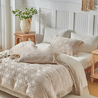 Ensemble de literie, fleurs coupées, style bohème, dentelle à franges, fibre de polyester, trois pièces, doux et confortable pour la maison, la chambre à coucher
