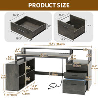 AJUNION Table d'ordinateur de bureau de jeu en forme de L avec lumières LED Station de charge intégrée Support de moniteur ergonomique pour la configuration des jeux