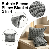 Ensemble coussin et couverture de voyage 2-en-1 personnalisé en gros, en polaire texturé bulle, doux et chaud, pour avion, voiture, camping, extérieur, cadeau OEM