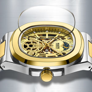 Orologio Automatico da Uomo Mark Fairwhale <span class=keywords><strong>in</strong></span> <span class=keywords><strong>Acciaio</strong></span> Inossidabile Cassa Quadrata Scheletrato Movimento Meccanico Lancette Luminose Cinturino <span class=keywords><strong>in</strong></span> <span class=keywords><strong>Acciaio</strong></span> Business - Product Image 3