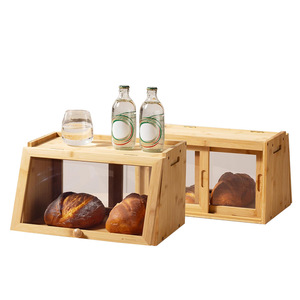 Boîte à pain en bambou An Yue 30x20x25cm, armoire de rangement anti-poussière pour comptoir de cuisine - Product Image 3