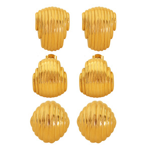 ต่างหูทรงเรขาคณิต ชุบทอง เงิน ไทเทเนียมสตีล ลายเส้นไม่สม่ำเสมอ แฟชั่นสำหรับทุกเพศ - Product Image 5