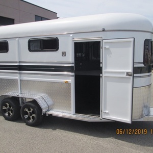 Remolque de Aluminio de Alta Resistencia para 2 Caballos, con Carga en Ángulo, Rampa de Seguridad y Ventilación, para Transporte en Ranchos y Granjas - Product Image 2