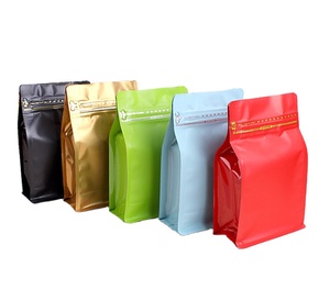 Custom Printed Quad Seal <strong>Square</strong> Coffee <strong>Beans</strong> Packaging Pouch Flat Block Box Bottom <strong>Bags</strong> With Air Valve - Product Image 5