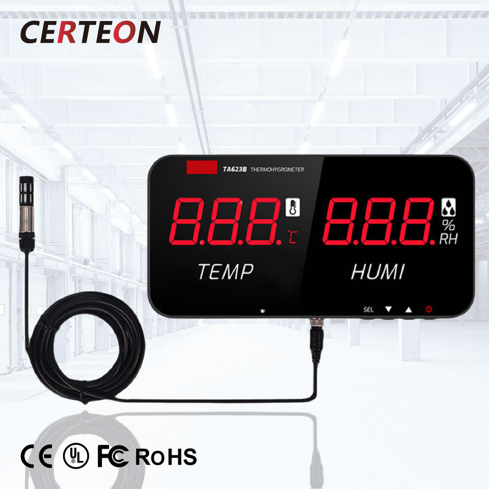 TA623A Industrial Wall Mounted Large Display Digital Hygrometer ...