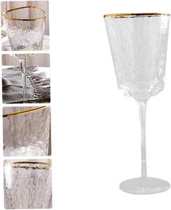 Juego de copas de vino tinto con borde dorado de tallo largo de lujo, cristalería moderna novedosa para fiestas - Product Image 6