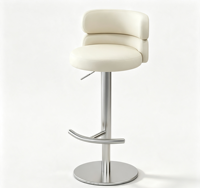 Tabouret de bar moderne en métal, léger et durable, avec siège rembourré, dossier demi-lune, base et repose-pieds, chaise haute de comptoir