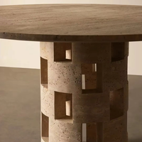 Table basse en travertin pierre naturelle au design moderne Table à manger creuse polie pour hôtels