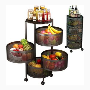 Tondo quadrato per uso domestico maglia Mobile impilabile 360 rotante scaffale per verdure ruota cucina cestino portaoggetti per frutta in metallo - Product Image 1