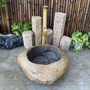 Fontaine d'eau d'extérieur en pierre naturelle, en bambou - Product Image 5