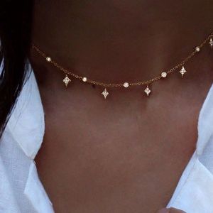 Trang Sức Bạc Mỹ Tùy Chỉnh 925 <span class=keywords><strong>Sterling</strong></span> SILVER Gold Filled Cz Drop Cá Nhân Choker Necklace - Product Image 1