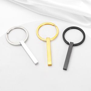 Porte-clés en acier inoxydable personnalisé avec logo, minimaliste, en métal vierge pour gravure, cadeau d'entreprise personnalisé, vente en gros - Product Image 3