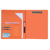 Custom Top Quality PU Leather Business Portfolio Bag Professional Clip File Folder A4 Document Folder Binder With Card Holder