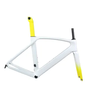 Cadre de vélo de route en Fiber de carbone T1000 blanc jaune Design Aero TT-X35 fourche Setapost jante frein BB86 pédalier