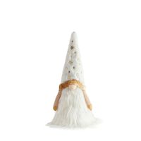 Décoration de sapin de Noël lumineuse : Gnome scandinave Tomte en peluche blanche avec flocon de neige doré et LED