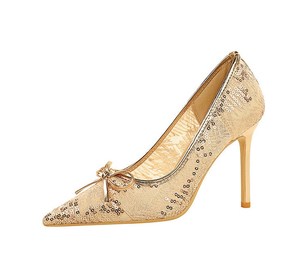 Chaussures de Mariée Femme 2026 – Escarpins Argentés à Paillettes, Dentelle et Maille, Bout Pointu, Talon Aiguille, Nœud Papillon Sexy, Chaussures Habillées à Talons Hauts - Product Image 6