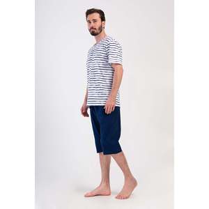 Ensemble Capri vintage pour homme à manches courtes avec col rond, respirant et imprimé pour l'été - Product Image 2