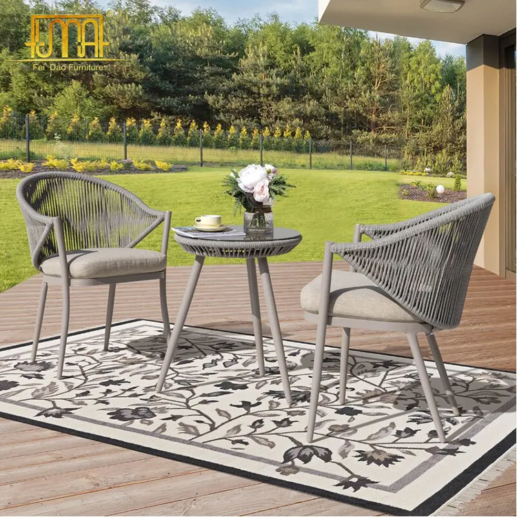 Outdoor furniture 2 seater wicker wove garden chair table set dining set