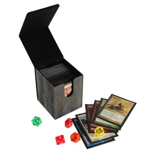 Jogo de tabuleiro de couro pu, caixa de armazenamento de produtos de estoque, porta-cartão de couro, quadrado, para coleção de cartão, aceito cn; gua