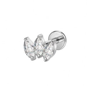 Bijoux de piercing corporel en Titane ASTM-F136 et Zircon, Piercing en Titane, Boucles d'oreilles à dos plat pour Tragus, Hélix, Daith, Lobe, Labret, Mariage - Product Image 4