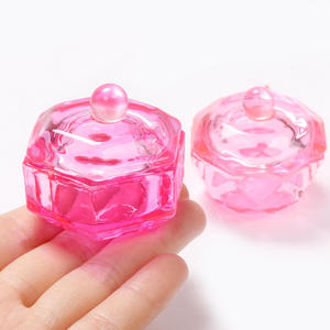 Offre Spéciale : Tasse de Lavage pour Pinceaux de Nail Art avec Couvercle Diamant Rose, Récipient en Verre Hexagonal en Acrylique pour Liquides de Nail Art - Product Image 2