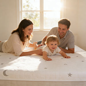 Colchón de Cuna de Algodón, Colchón de Espuma Viscoelástica Premium, Soporte Firme para Bebés, Funda Impermeable y Lavable, Colchón para Niños - Product Image 2