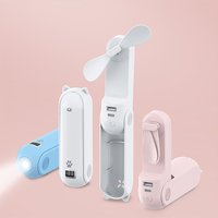 Ventilador de Mano Recargable USB Mini Portátil, Refrigeración de 3 Velocidades, Diseño Plegable, Linterna, Funciona con Batería de 4000 mAh, para Coche y Hogar