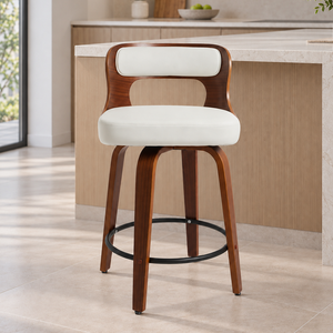 Silla de Barra Alta de Proveedor <span class=keywords><strong>Chino</strong></span>, Altura del Asiento de 26'', Taburete con Respaldo Giratorio de 360 Grados para Isla de Cocina - Product Image 1