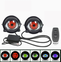 Feux de voiture 12V 6 modes, projecteur laser LED dynamique Devil Eyes avec télécommande pour yeux de démon clignotants