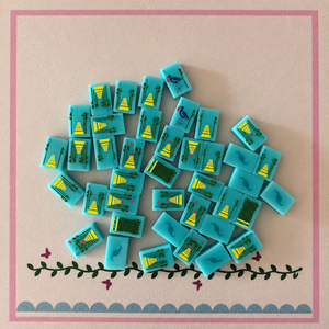 Juego de Mahjong Americano de Lujo Personalizado, Portátil, Verde <span class=keywords><strong>Menta</strong></span>, de Una Sola Capa, Acrílico, 160 Piezas, con Patrón de Frutas Tropicales y Tortugas - Product Image 2